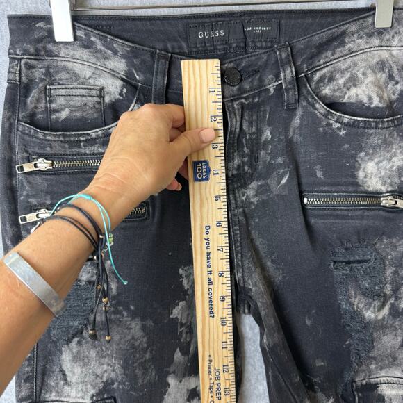 Guess Cargo Jeans Women’s 29 Thrashed Emo Punk Biker Stretch Ankle Zippers - Picture 14 of 16